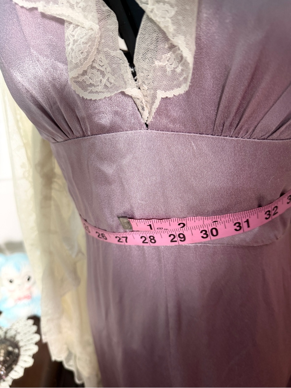 Gunne Sax by Jessica Purple/Ivory Liquid Satin Maxi,  5, altered to 7 - Picture 6 of 9